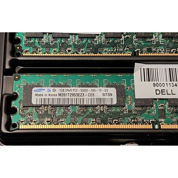 D6502 Samsung M391T2953EZ3-CE6 2x1GB PC2-5300E DDR2-667 2RX8 ECC DIMM Memory - Picture 3 of 5